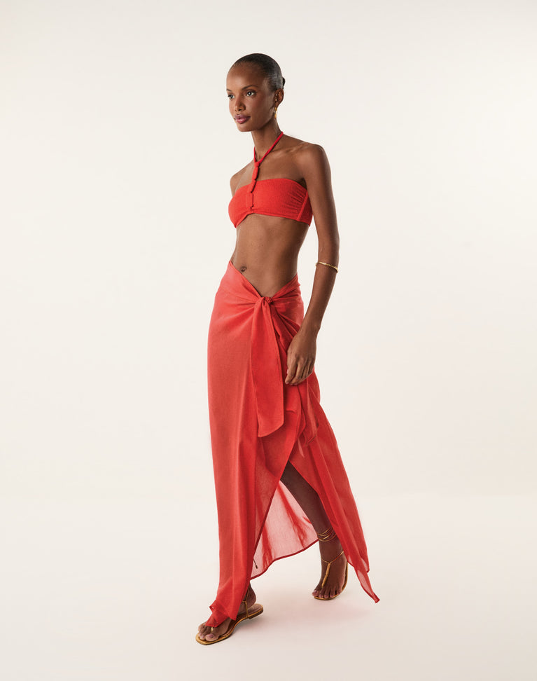 Paloma Midi Skirt - Spicy Red XS