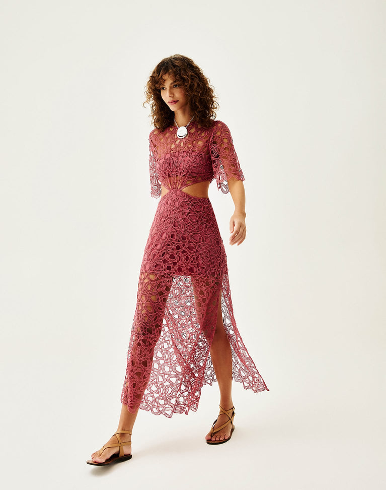 Women's Vix Paula Hermanny Eyelet Joelle Long Dress (Exchange Only) - Primrose - S Women's Vix Paula Hermanny Eyelet Joelle Long Dress (Exchange Only) - Primrose - S