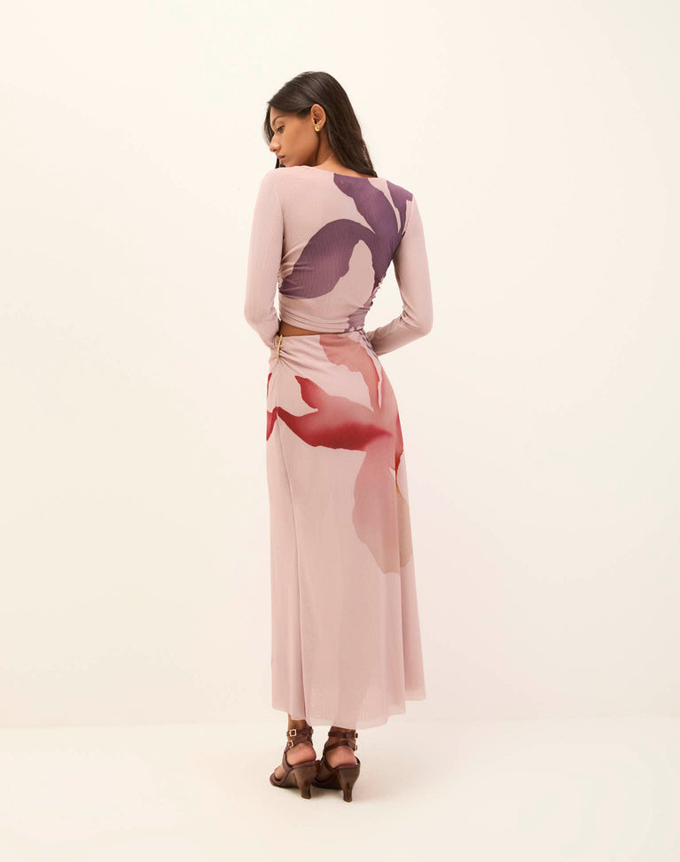 Amira Detail Long Skirt - Floreal XS