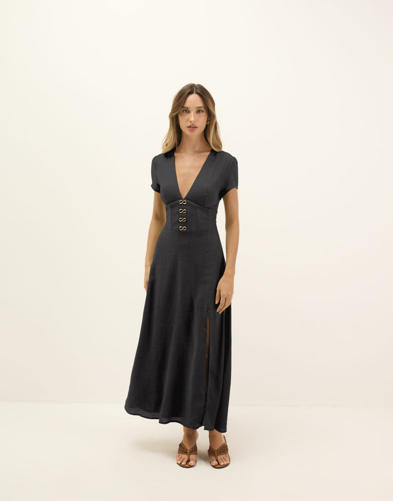 Nila Midi Dress - Black XS