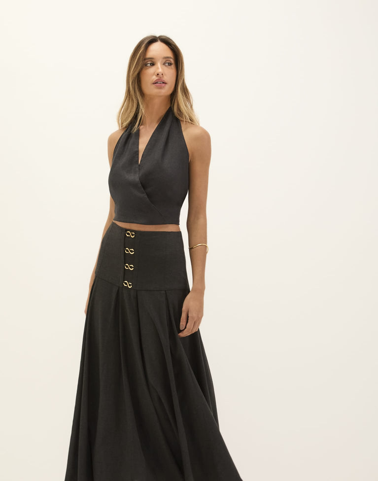 Nora Midi Skirt - Black XS