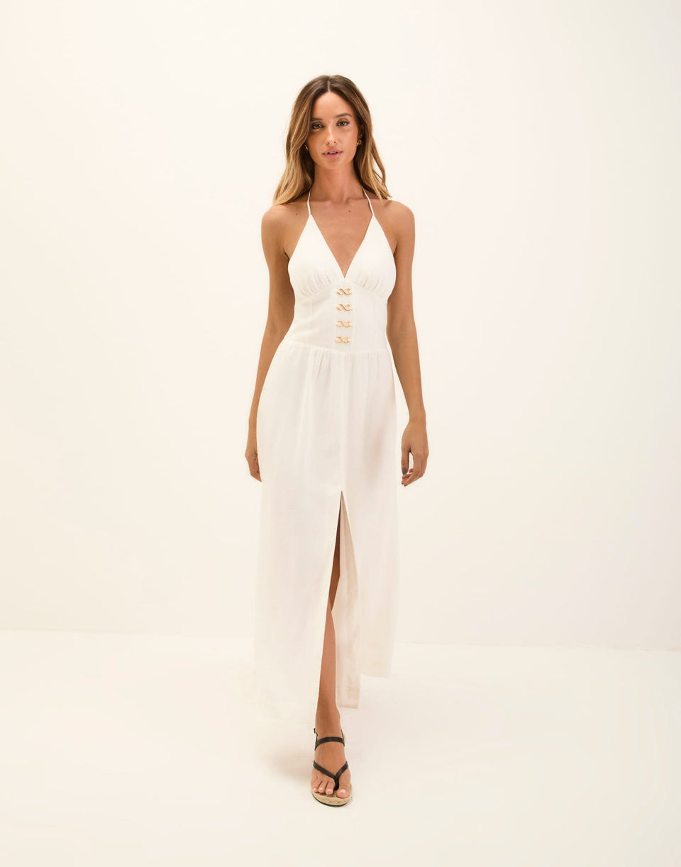 Safira Midi Dress - Off White XS