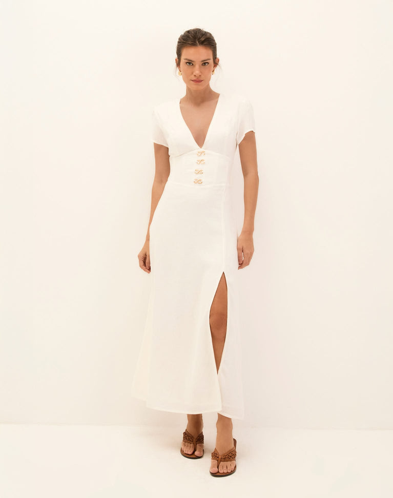 Nila Midi Dress - Off White XS