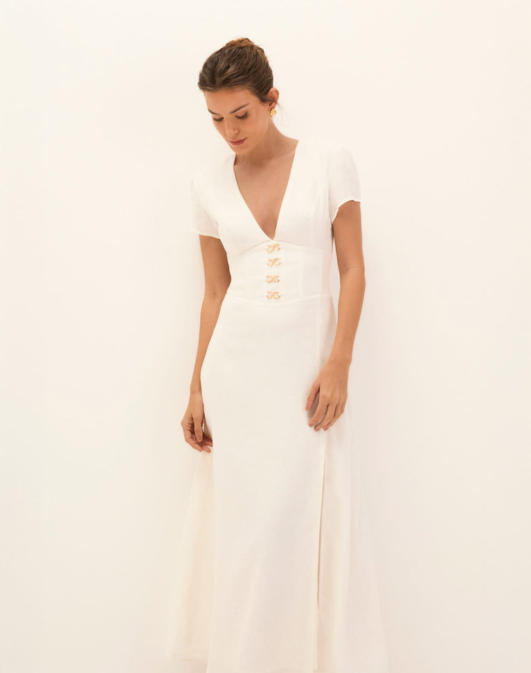 Nila Midi Dress - Off White XS