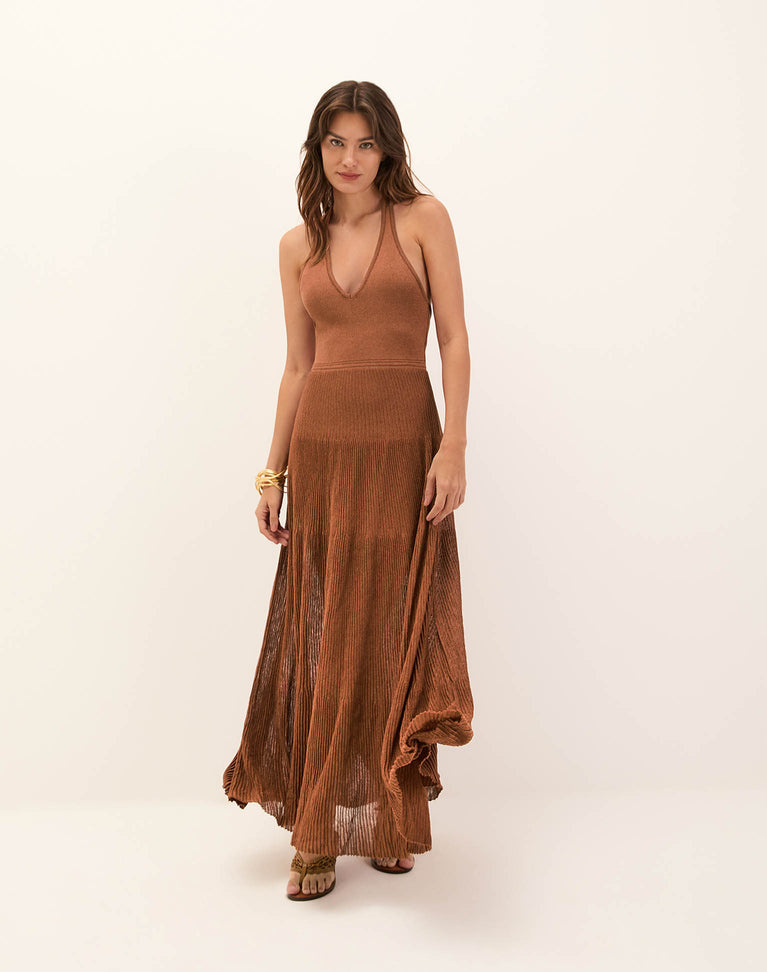 Women's Vix Paula Hermanny Knit Eria Long Dress - Camel - XS Women's Vix Paula Hermanny Knit Eria Long Dress - Camel - XS