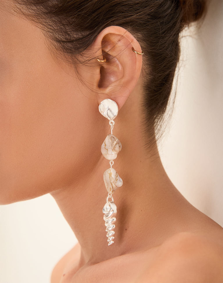Adara Drop Earrings - Silver O/S