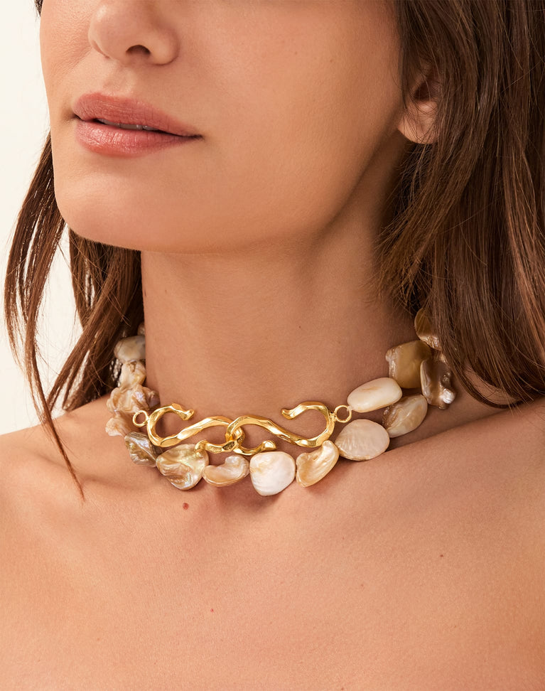 Aisha Shell Necklace - Gold O/S