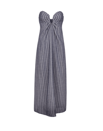 Women's Vix Paula Hermanny Zhen Long Dress - Sailboat Pinstripe - XS