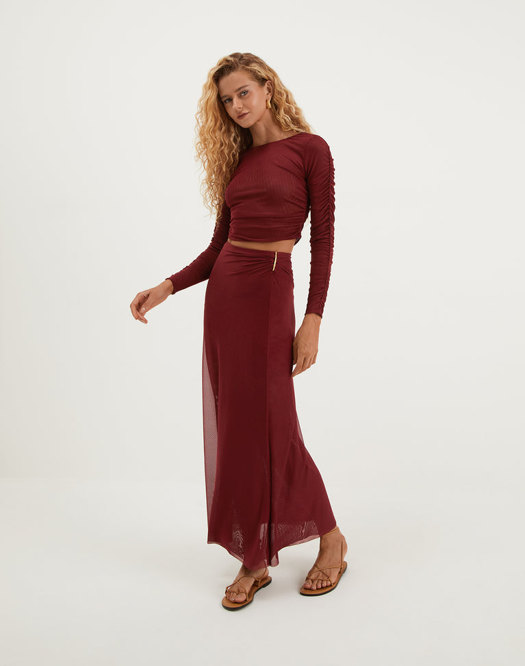 Amira Detail Long Skirt - Ponche XS