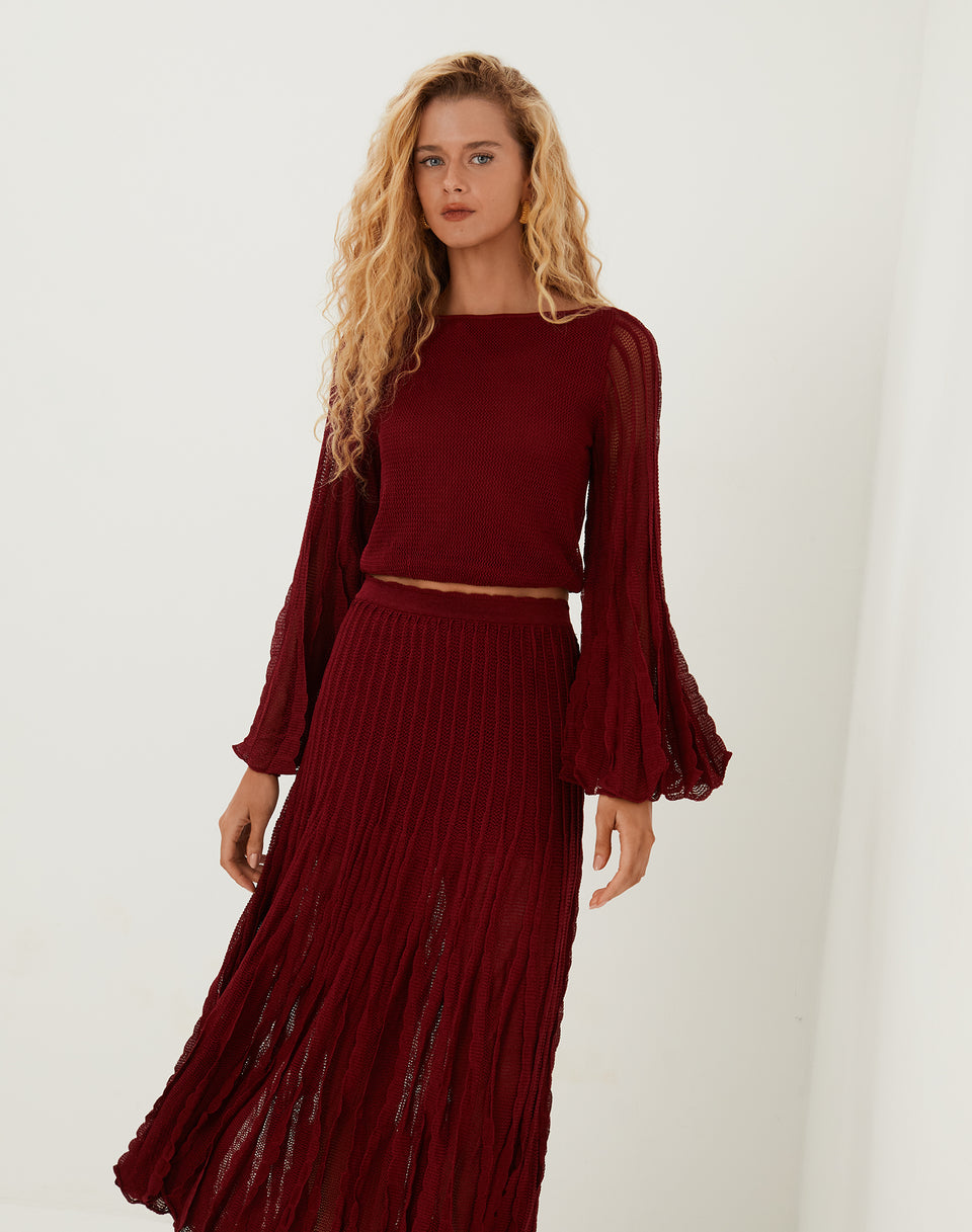 Knit Celina Bell Sleeve Top - Ponche XS