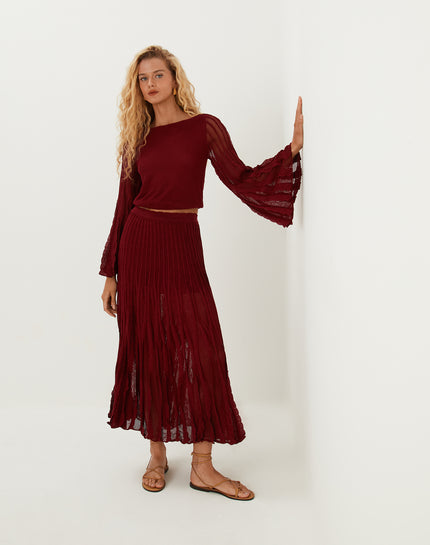 Knit Celina Bell Sleeve Top - Ponche - Knit Celina Bell Sleeve Top - Ponche XS