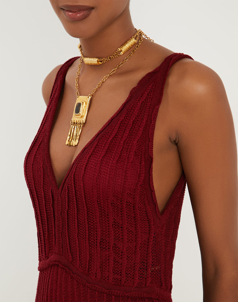 Women's Vix Paula Hermanny Knit Celina Long Dress - Ponche - S Women's Vix Paula Hermanny Knit Celina Long Dress - Ponche - S