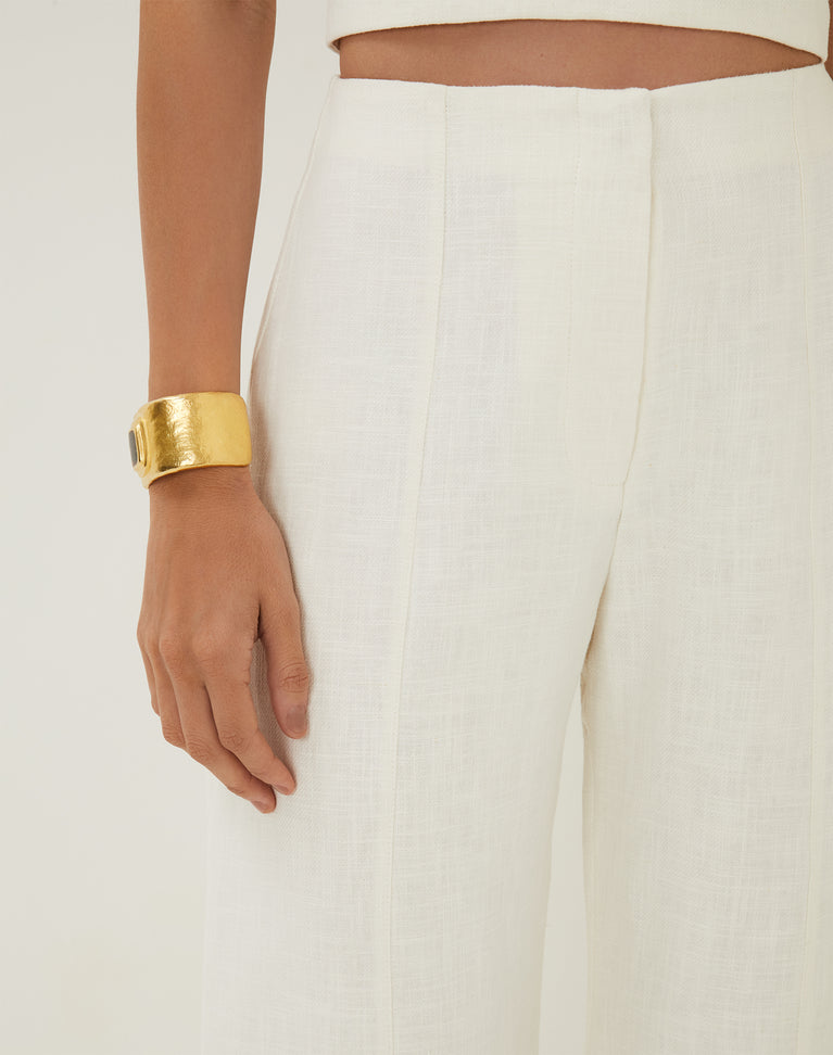 Alain Split Front Pants - Off White XS