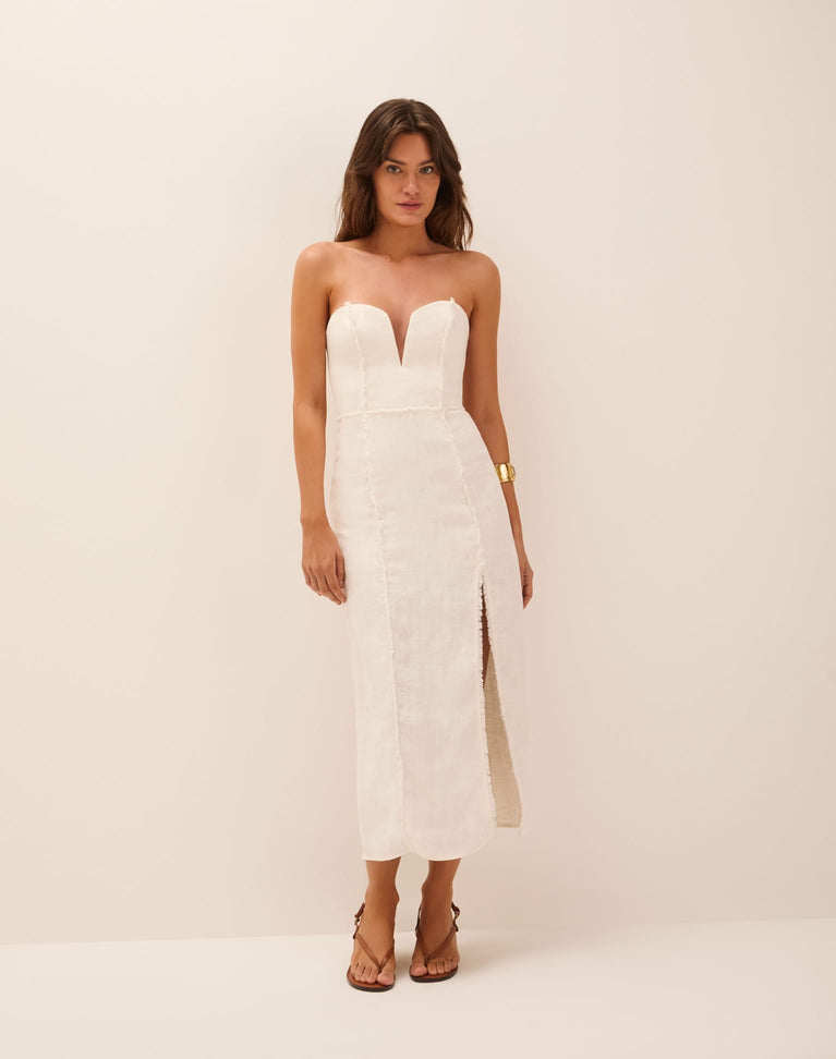 off white midi dress Women's Vix Paula Hermanny Louise Midi Dress - Off White
