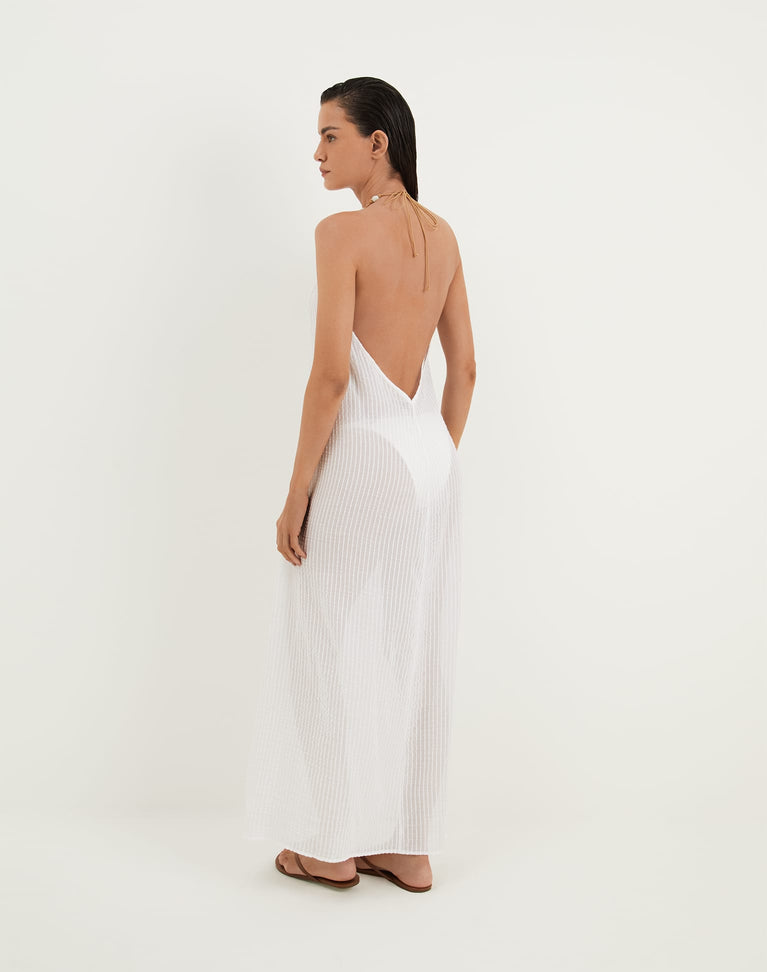 Vix Swimwear Cloe Long Cover Up Dress in White - size S Vix Swimwear Cloe Long Cover Up Dress in White - size S
