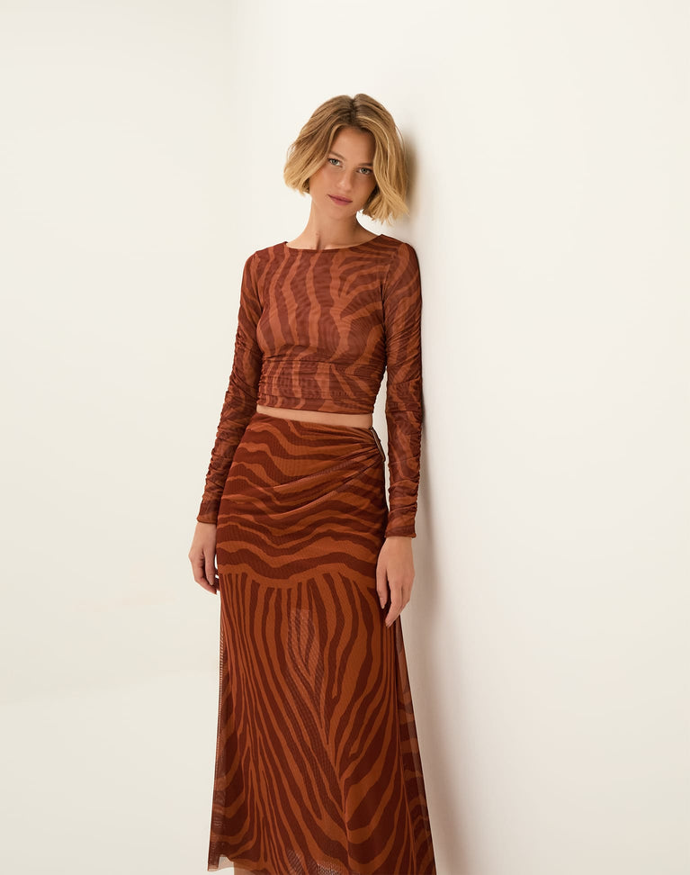 Amira Detail Long Skirt - Sundown XS