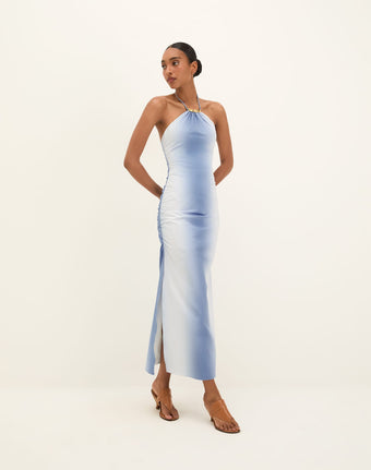 Dayton Halter Midi Dress - Blue Moon