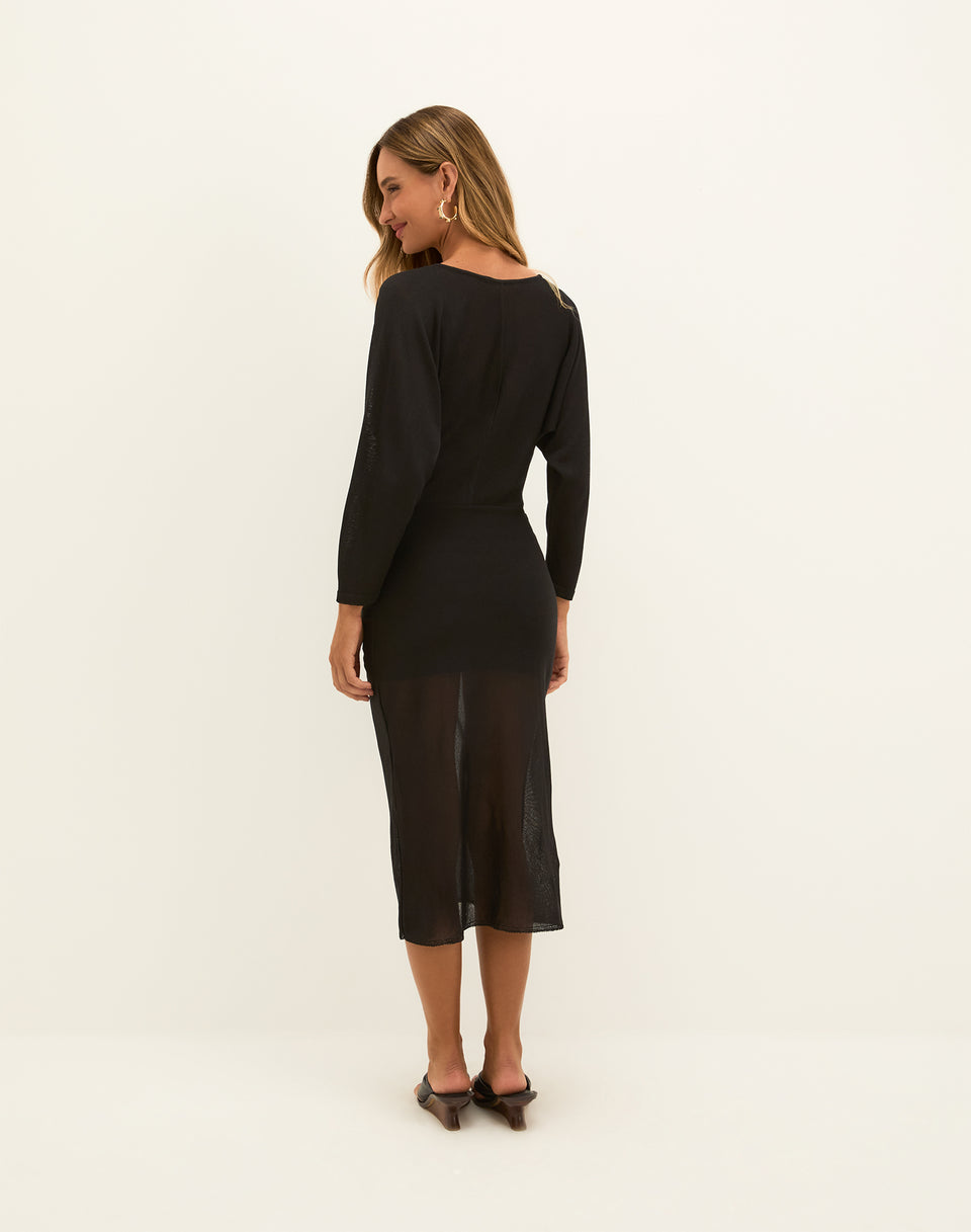 Knit Eria Midi Dress - Black XS