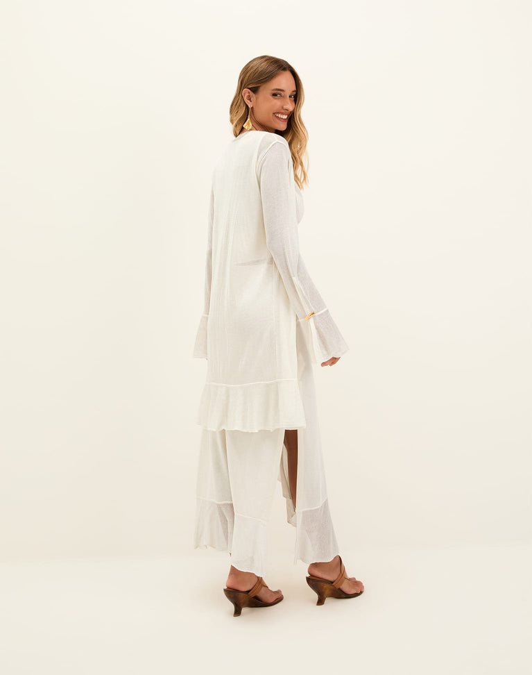 Knit Sasha Long Cardigan - Off White XS