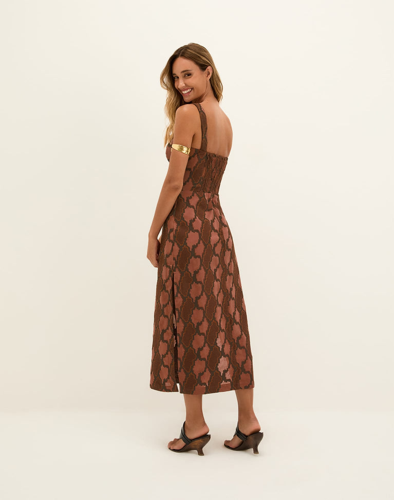 Vix Paula Hermanny Coen Midi Dress - Brown - M Vix Paula Hermanny Coen Midi Dress - Brown - M