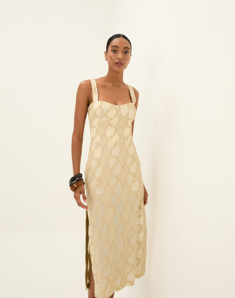 Coen Midi Dress - Embroidered Glitz XS