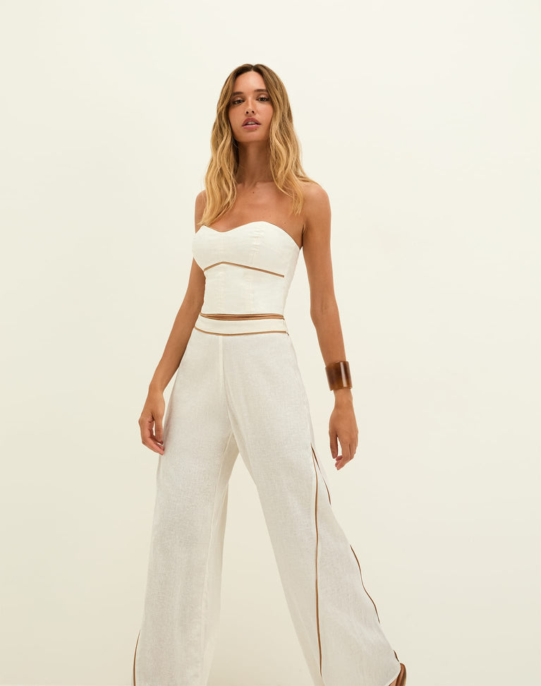 Iva Wide Leg Pants - Off White XS