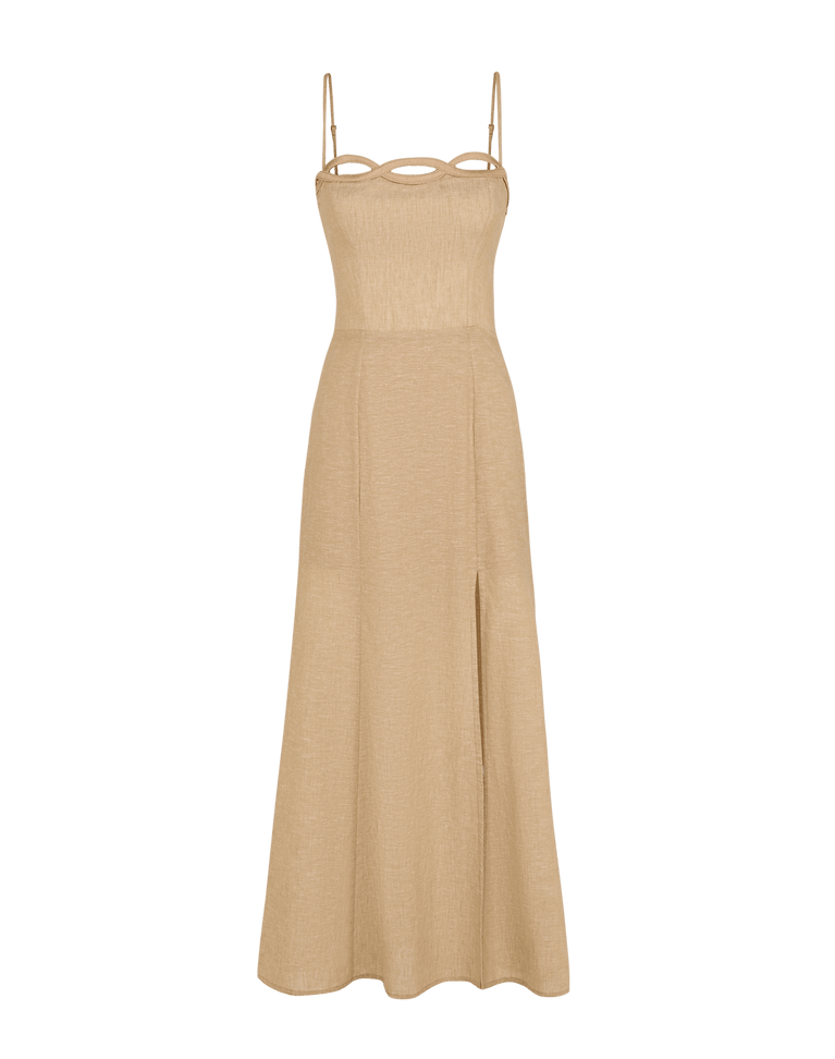 Vix Paula Hermanny Bianca Linen & Cotton Midi Dress - Natural