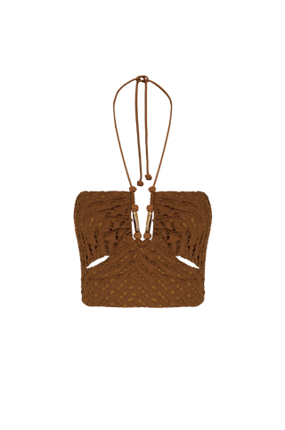 Eyelet Melinda Cropped Top - Toasty