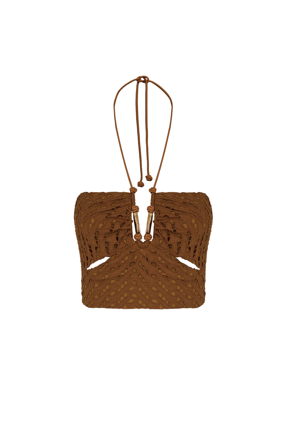 Eyelet Melinda Cropped Top - Toasty