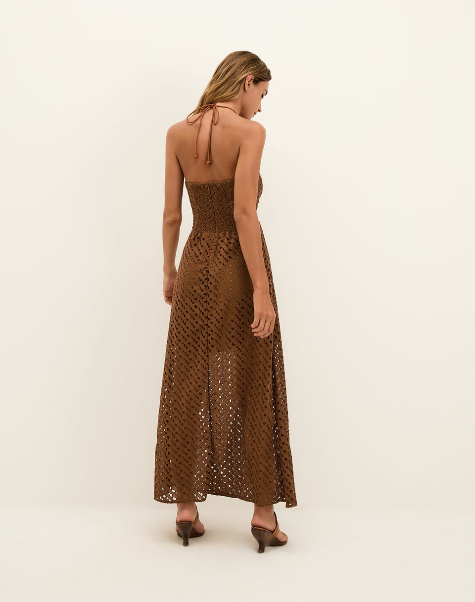 Eyelet Melina Midi Dress - Toasty XS