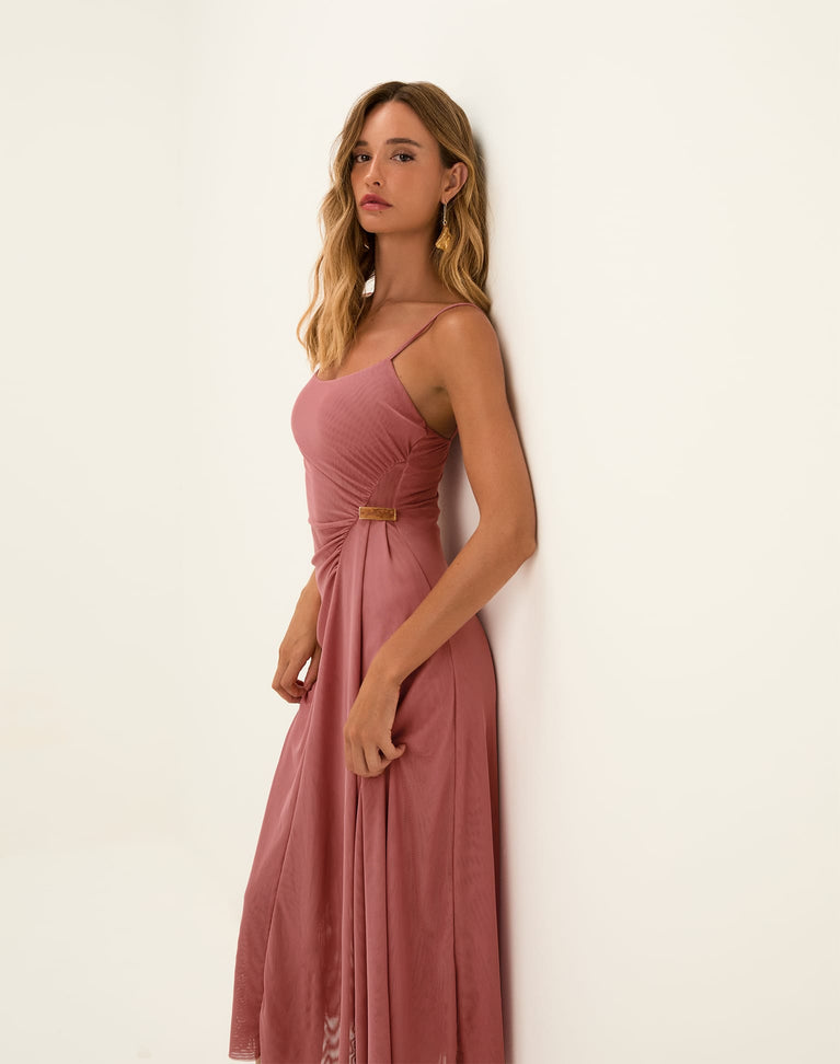 dana midi dress Baltic Born Womens Dana Ribbed Midi Dress | Brown