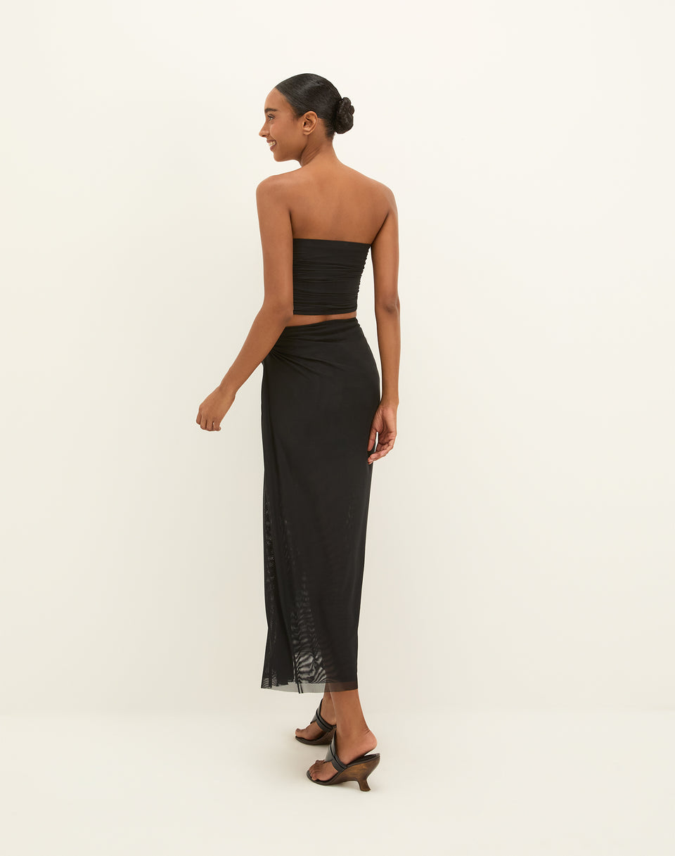 Amira Detail Long Skirt - Black XS