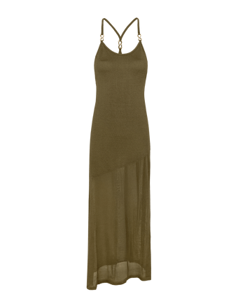 halter neck knit dress Ulysse Red Metallic Knit Halterneck Maxi Dress main image 1