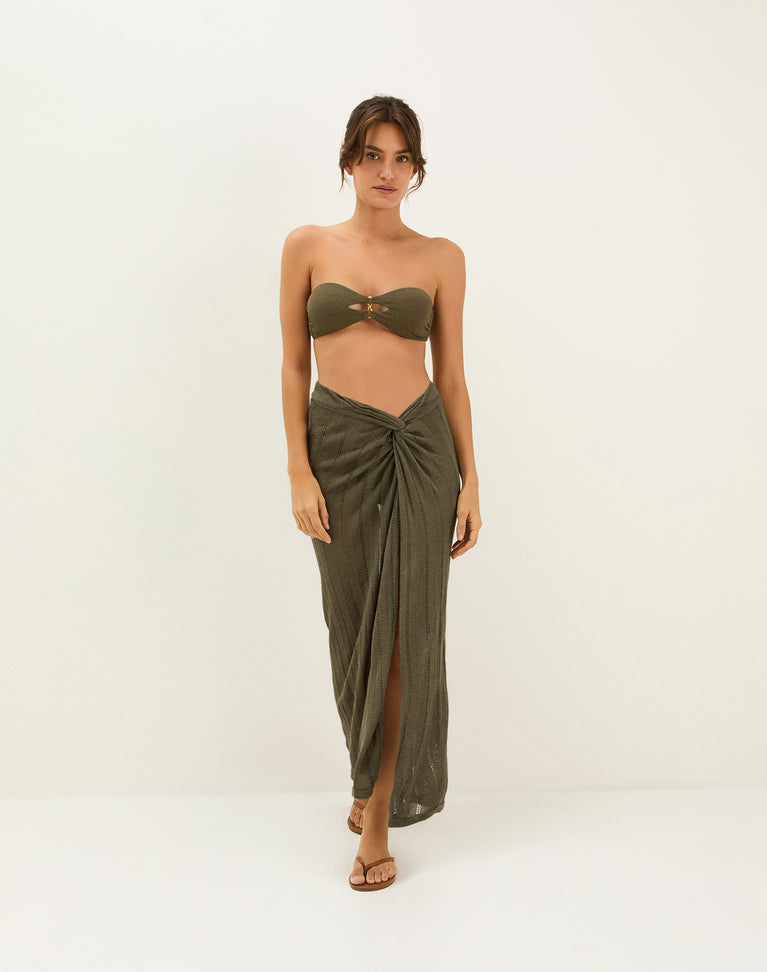 Knit Vis Long Skirt - Evergreen XS