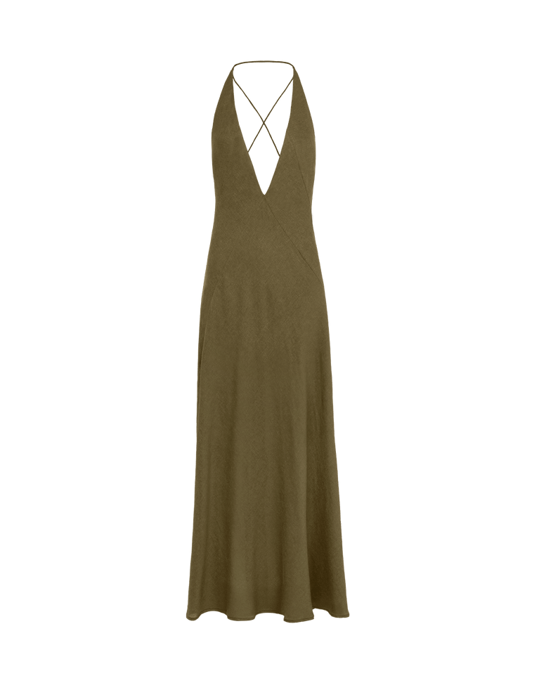 ViX Women's Marbella Plunge Open Back Linen & Cotton Cover-Up Sundress - Green - Maxi dresses ViX Women's Marbella Plunge Open Back Linen & Cotton Cover-Up Sundress - Green - Maxi dresses