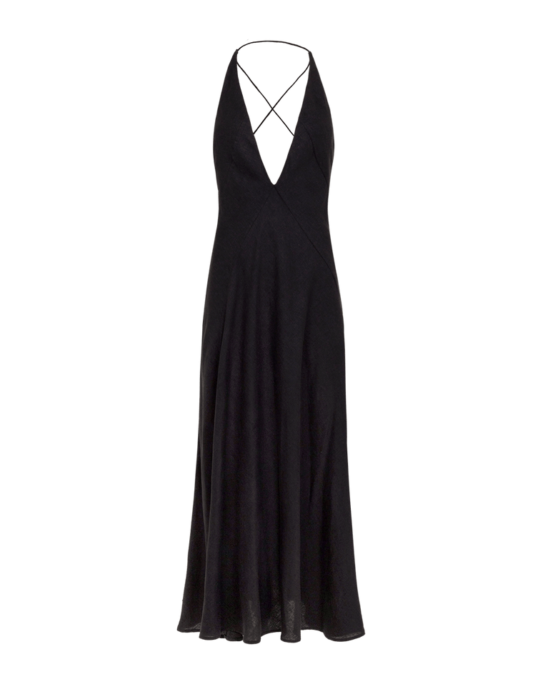 ViX Women's Marbella Plunge Open Back Linen & Cotton Cover-Up Sundress - Black - Maxi dresses ViX Women's Marbella Plunge Open Back Linen & Cotton Cover-Up Sundress - Black - Maxi dresses
