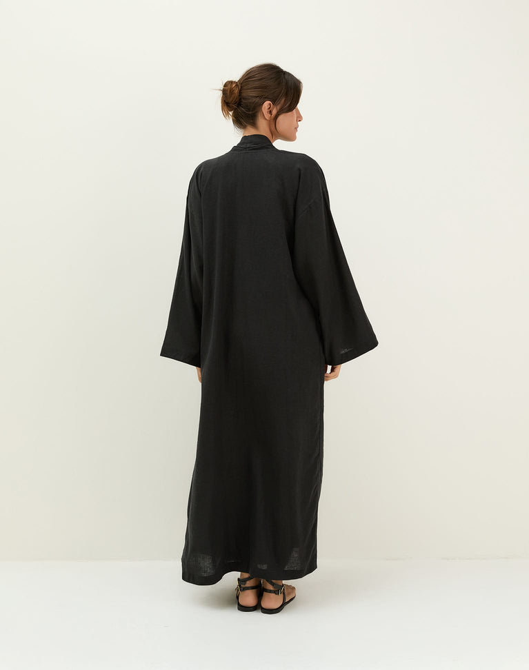 Luna Long Kimono - Black XS