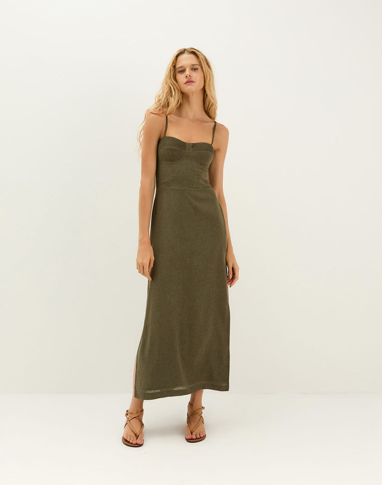 evergreen midi dress Baltic Born Womens Britton Midi Dress | Evergreen