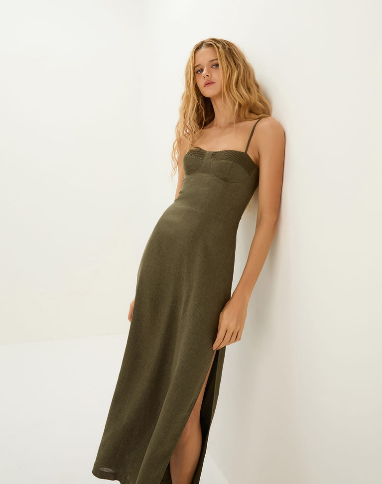 Mallorca Midi Dress - Evergreen XS