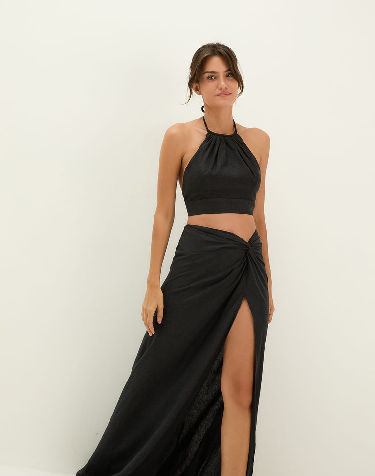 Ibiza High-Neck Halter Top - Black XS