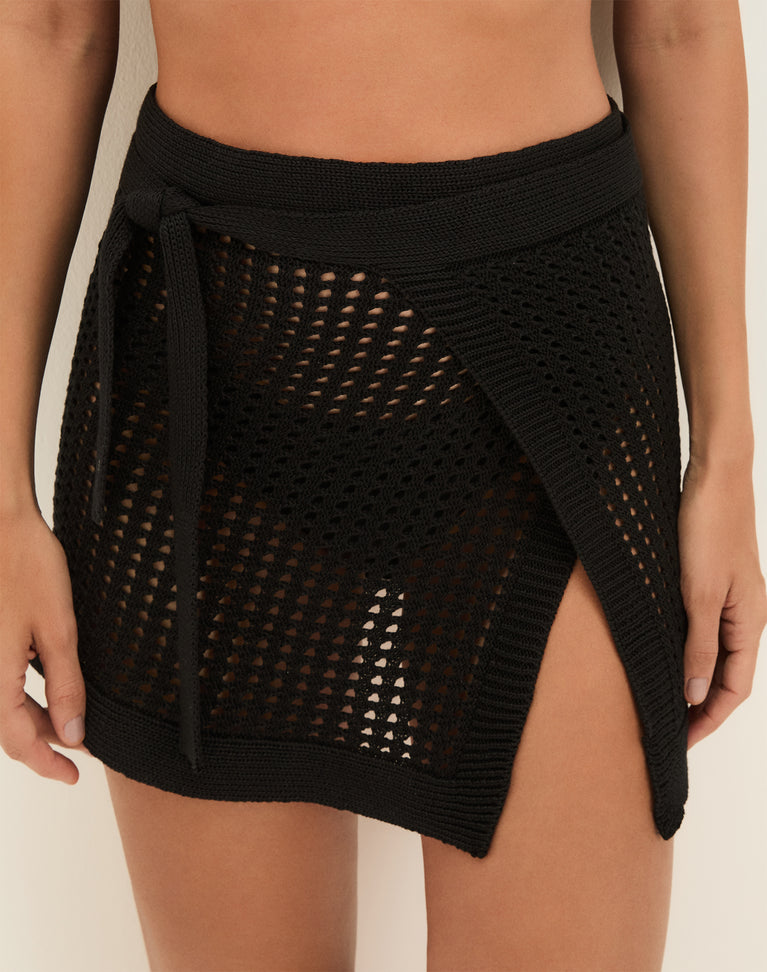 Knit Rena Mini Pareo - Black XS