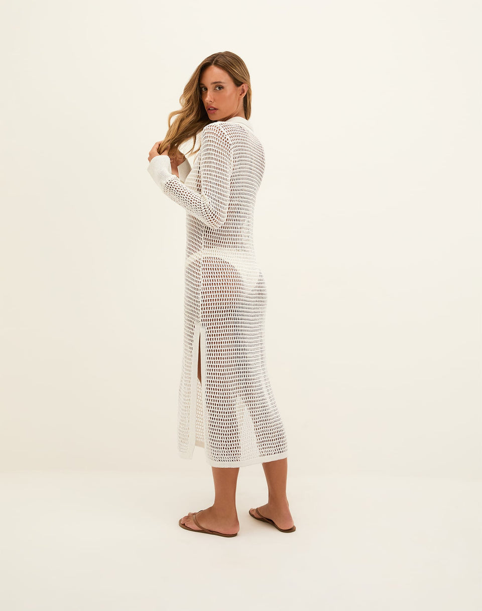 Knit Long Shirt Cover Up - Off White XS