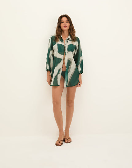 Moa Long Sleeve Cover Up Blouse - Enigma Boulevard - Moa Long Sleeve Cover Up Blouse - Enigma Boulevard XS