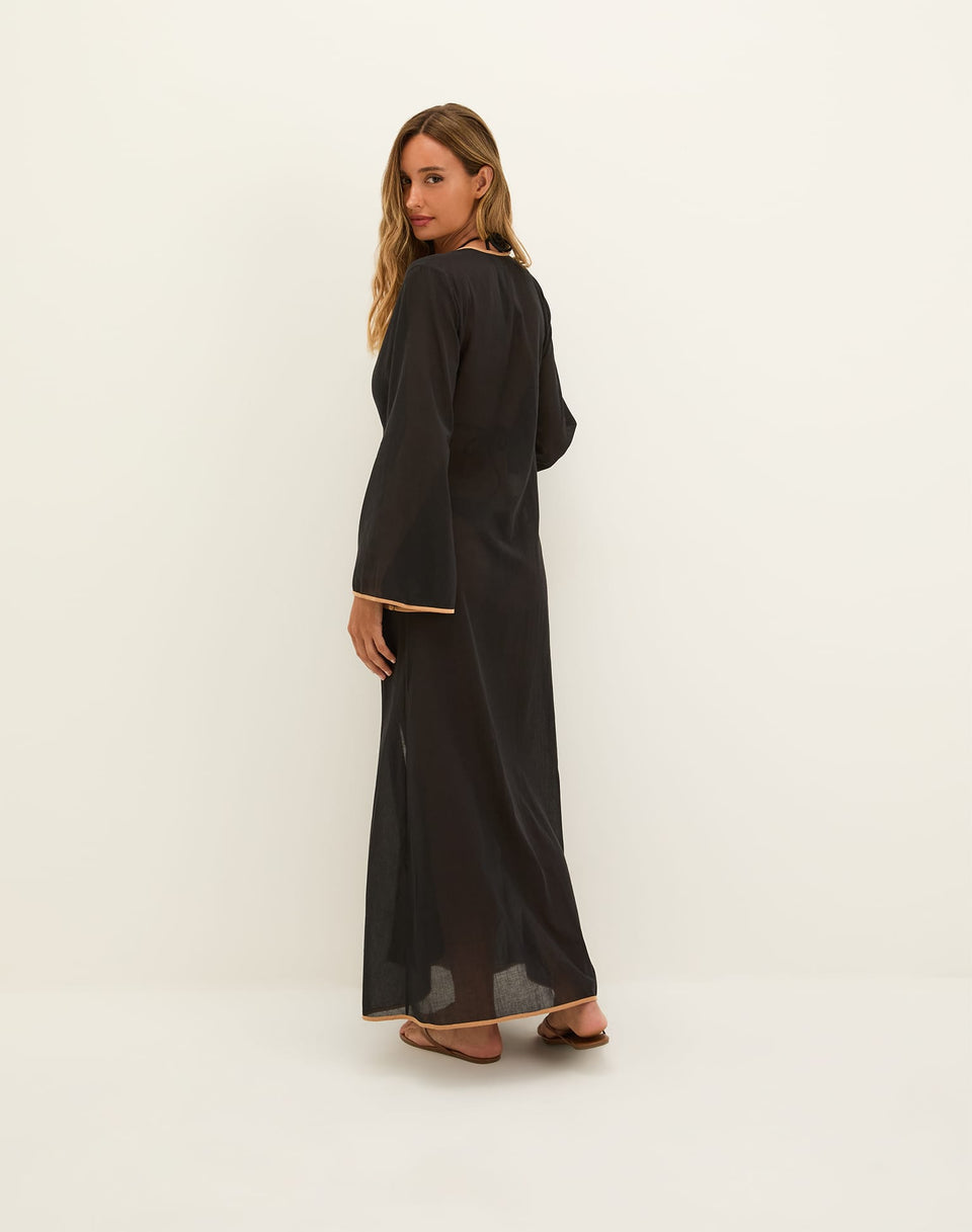 Peony Long Cover Up - Black XS