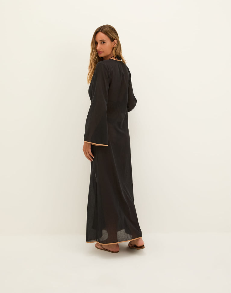 Peony Long Cover Up - Black XS