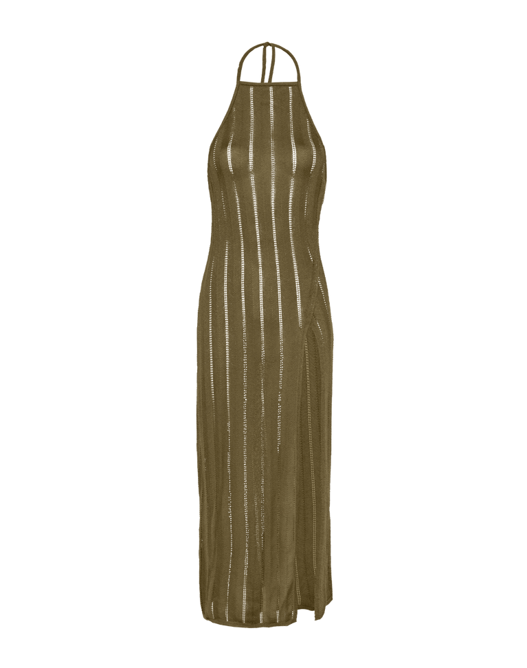 knit maxi dress cover up ViX Women's Open Stitch Halter Cover-Up Dress - Green