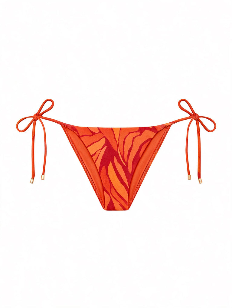 Tie Side Bottom - Red Petals Full / XS