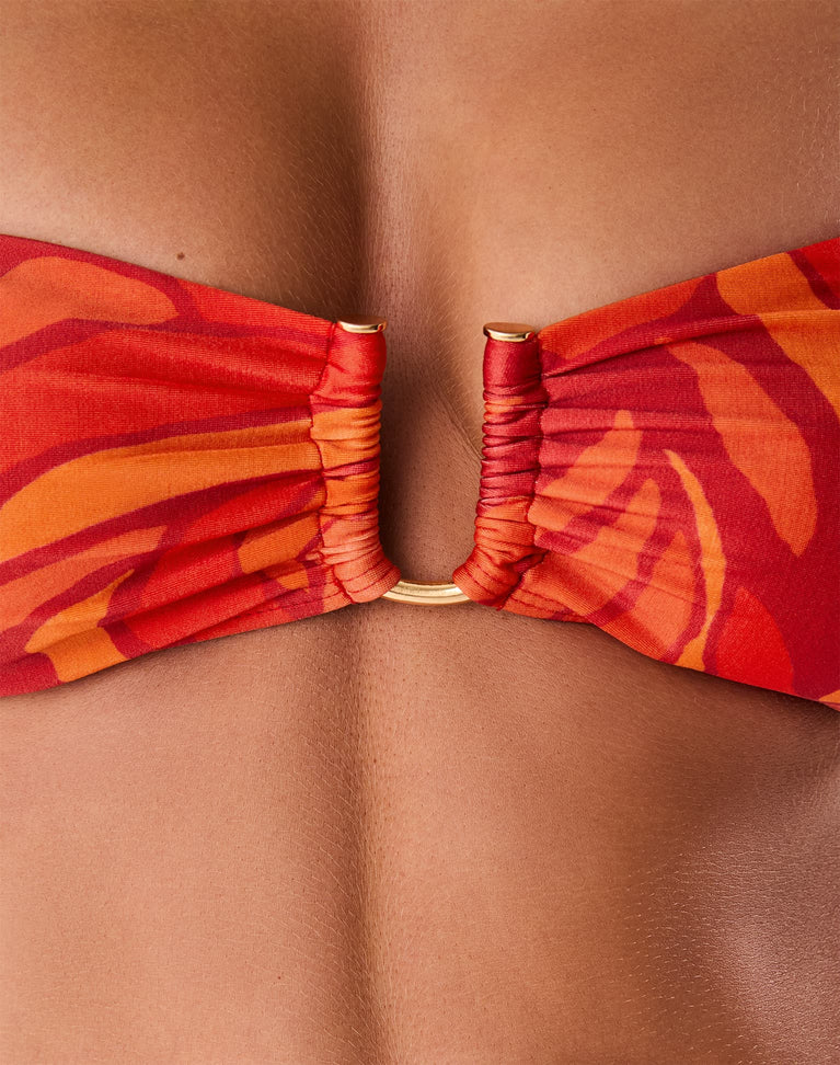 Jill Square Bandeau Top - Red Petals S