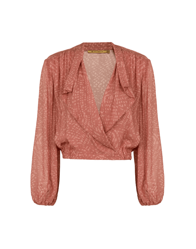 Devon Long Sleeve Blouse - Ocean Mesh Rose XS