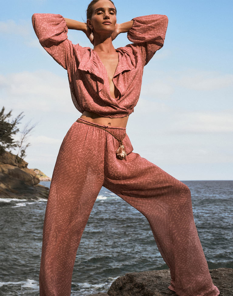 Devon Pants - Ocean Mesh Rose XS